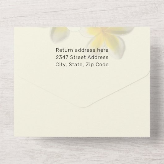 Plumeria Birthday Party Yellow All In One Uitnodiging (Achterkant)