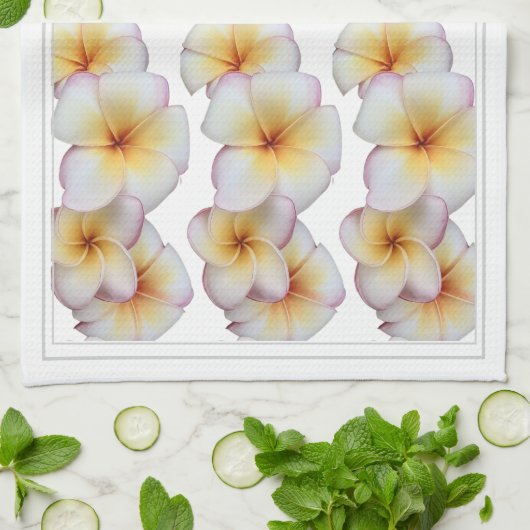 Plumeria bloeit keukenhanddoek (Gevouwen)