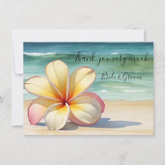 Plumeria Bloem op zand bedankkaart (Voorkant)