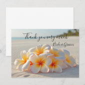 Plumeria bloem op zand bedankkaart (Voorkant / Achterkant)