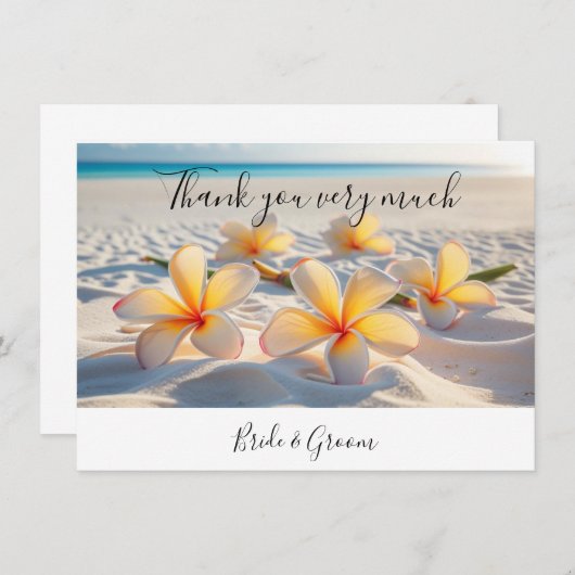 Plumeria bloem op zand bedankkaartje bedankkaart (Voorkant / Achterkant)
