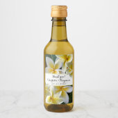 Plumeria Bloemen Mini Trouw Wijnfles Labels Wijn Etiket (Voorkant)