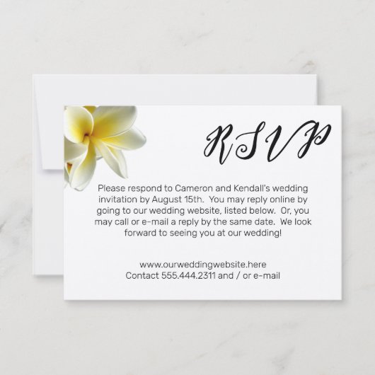 Plumeria Bloemen Online Bruiloft RSVP Kaarten (Voorkant)
