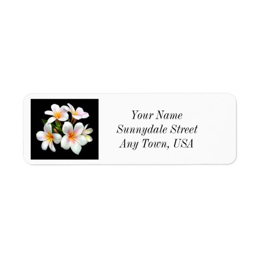 Plumeria Bloemen Retouradres Labels (Voorkant)