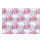 Plumeria Blooms in Roze Kussensloop Set (Achterkant-Links)