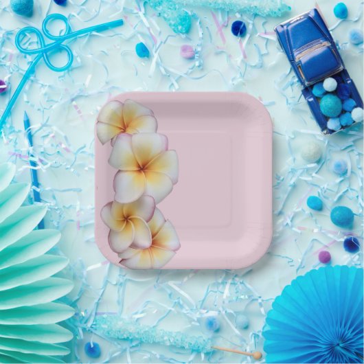 Plumeria blooms papieren bordje (Feest)