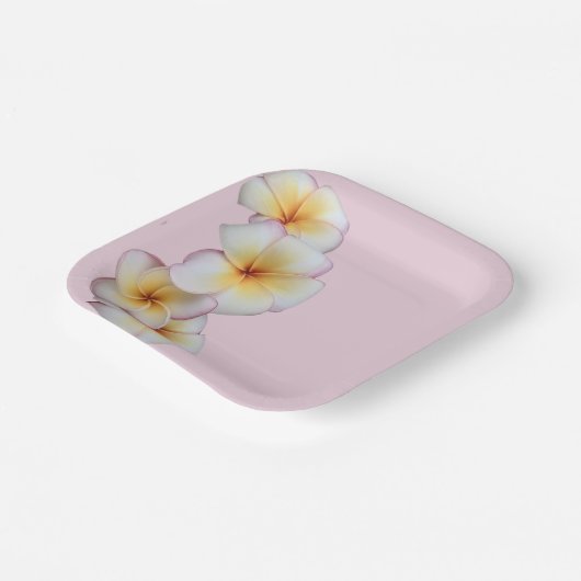 Plumeria blooms papieren bordje (Gebogen)