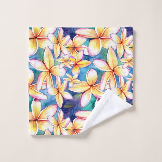 Plumeria Blossom met Blue Hawaii Bath Towel Set Bad Handdoek (Wasdoekje)