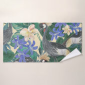 Plumeria Blue Flowers, Waterverf naadloos. Badhanddoek (Badhanddoek)