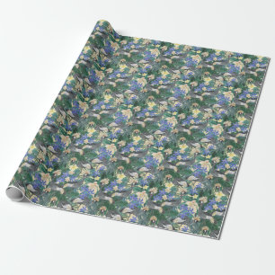 Plumeria Blue Flowers, Waterverf naadloos. Cadeaupapier