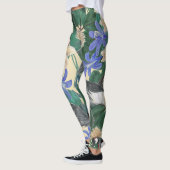 Plumeria Blue Flowers, Waterverf naadloos. Leggings (Links)