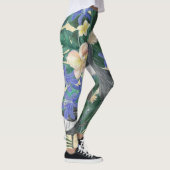 Plumeria Blue Flowers, Waterverf naadloos. Leggings (Rechts)