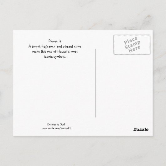 Plumeria Briefkaart (Achterkant)