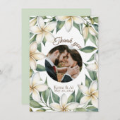 Plumeria bruiloft flat dank u kaart (Voorkant / Achterkant)