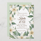 Plumeria bruiloft kaart (Voorkant / Achterkant)