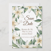 Plumeria Bruiloft Save the Date Kaart (Voorkant)
