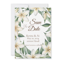 Plumeria Bruiloft Save the Date Kaart