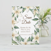 Plumeria Bruiloft Save the Date Kaart (Staand voorkant)