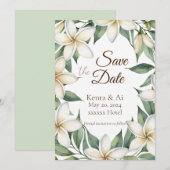 Plumeria Bruiloft Save the Date Kaart (Voorkant / Achterkant)