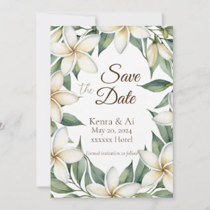 Plumeria Bruiloft Save the Date Kaart
