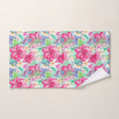 Plumeria Chinese Hibiscus Foliage Butterflies Bad Handdoek (Handdoek)