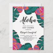 Plumeria en Greenery Tropical Baby shower Kaart (Voorkant)