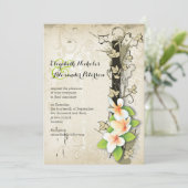 plumeria en ivoorbeige bruiloft kaart (Staand voorkant)