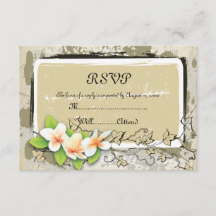  plumeria en ivy beige bruiloft RSVP-kaart RSVP Kaartje