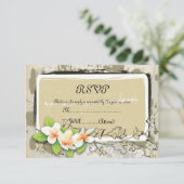  plumeria en ivy beige bruiloft RSVP-kaart RSVP Kaartje (Staand voorkant)