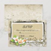  plumeria en ivy beige bruiloft RSVP-kaart RSVP Kaartje (Voorkant / Achterkant)