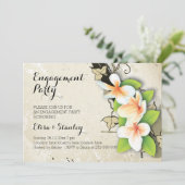 plumeria en ivy bruiloft verlovingsfeest kaart (Staand voorkant)