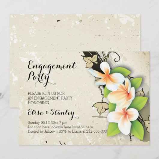 plumeria en ivy bruiloft verlovingsfeest kaart (Voorkant / Achterkant)