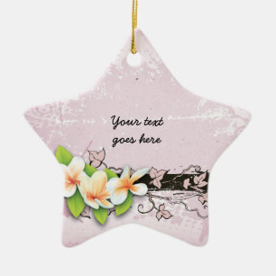 plumeria en klimop roze grunge ornament