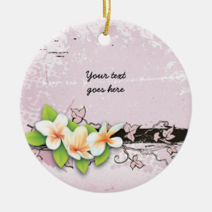 plumeria en klimop roze grunge ornament