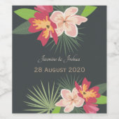 Plumeria en tropische bladeren wijn etiket (Enkel label)