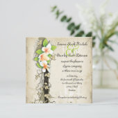 plumeria en uitnodiging voor de bruiloft van ibei (Staand voorkant)