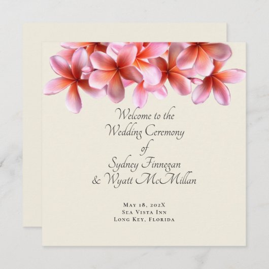 Plumeria Flat Simple Wedding Ceremony-programma's Kaart (Voorkant / Achterkant)