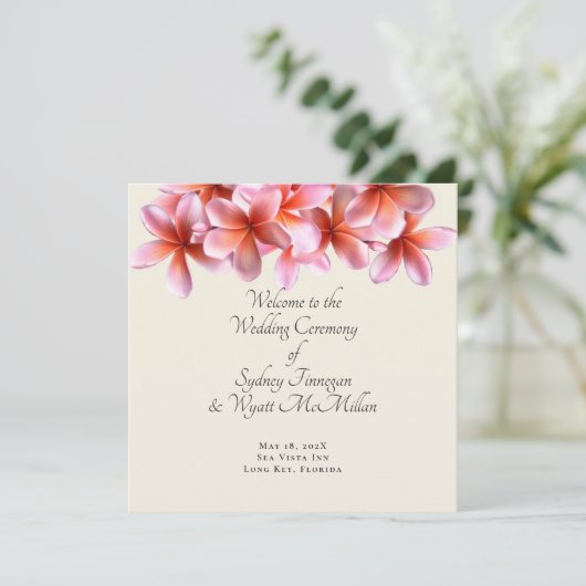 Plumeria Flat Simple Wedding Ceremony-programma's Kaart (Staand voorkant)