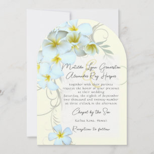 Plumeria Flourish Custom Wedding Invitation Kaart