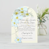 Plumeria Flourish Custom Wedding Invitation Kaart (Staand voorkant)