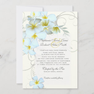 Plumeria Flourish Custom Wedding Invitation Kaart