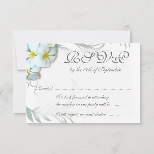 Plumeria Flourish RSVP Wedding Enclosure Kaart (Voorkant)