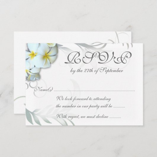 Plumeria Flourish RSVP Wedding Enclosure Kaart (Voorkant / Achterkant)