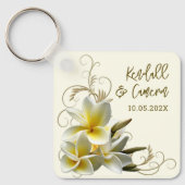 Plumeria Flourish Wedding Favor Sleutelhanger (Voorkant)