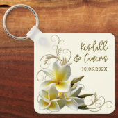 Plumeria Flourish Wedding Favor Sleutelhanger (Voorkant)