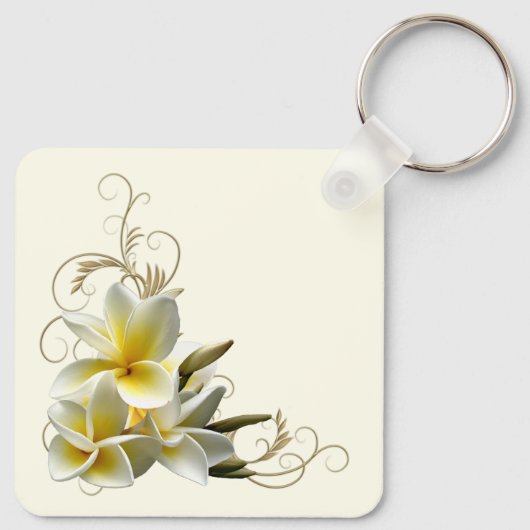 Plumeria Flourish Wedding Favor Sleutelhanger (Achterkant)