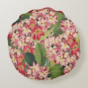 Plumeria Flower Floral Tropical Round Pillow Rond Kussen