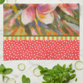 Plumeria Flower Green Red Kitchen Towel Theedoek (Gevouwen)