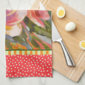 Plumeria Flower Green Red Kitchen Towel Theedoek (Quarter Fold)