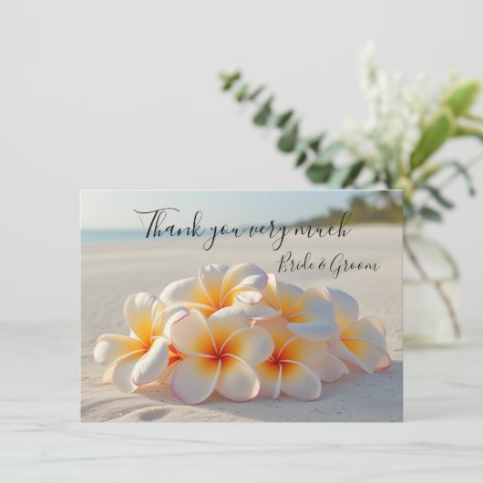 Plumeria Flower on sand thank you card Bedankkaart (Staand voorkant)